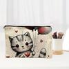 Yangyizhi Borsa portaoggetti con stampa di gatti, con cerniera liscia, astuccio multifunzione in poliestere ispessito, borsa da toilette da viaggio