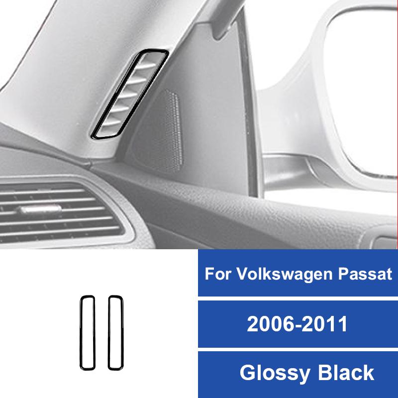 2PCS Real Carbon Fiber Car A Pillar Air AC Vent Outlet Panel Frame Stickers For Volkswagen Passat 2006-2011 Interior Accessories