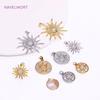 18K Gold Plated Brass Charm,Round Sun Charm For Necklace Making Findings,Inlaid Zircon Sun Pendant,Jewelry Charm,DIY Accessories
