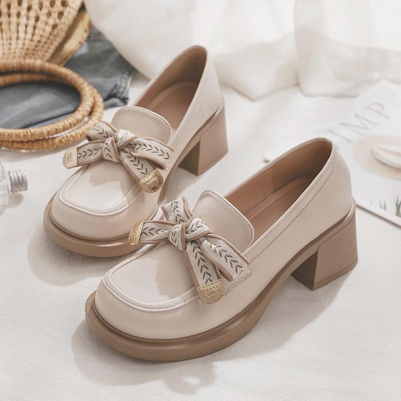 British Style Shoes Woman  Loafers with Fur Autumn Clogs Platform Slip-on Round Toe Female Footwear Oxfords Preppy New Fall