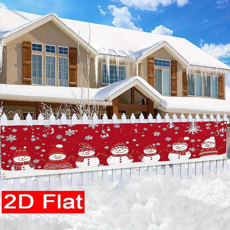 Merry Christmas Snowman Outdoor Banner, Winter Garden Fence Porch Decoration