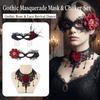1 Set Dark Gothic Masquerade Mask Red Rose Gothic Choker Necklace  Halloween Party
