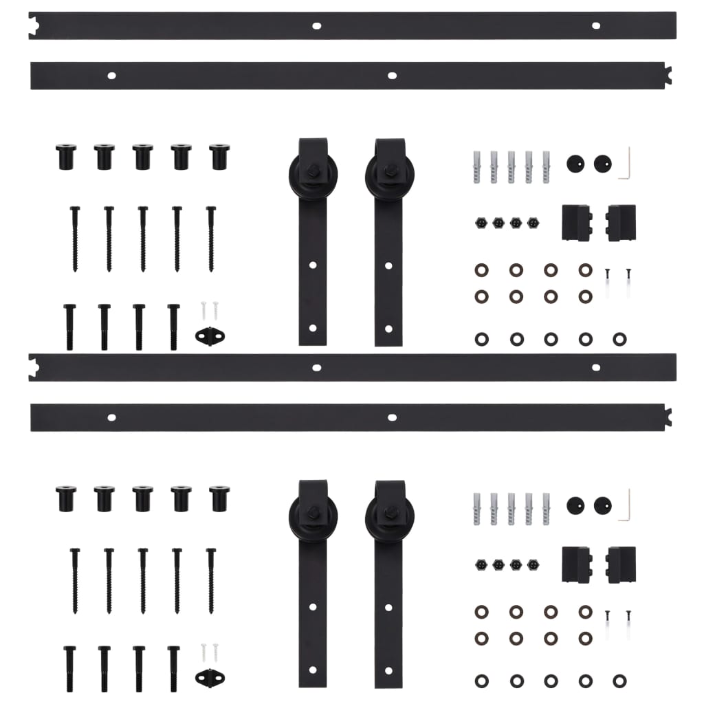 Sliding Door Hardware Kits 2 Pcs 183 Cm Steel Black