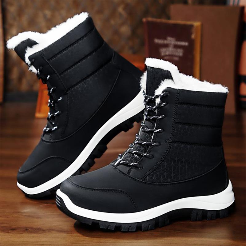 Fashion Patchwork Platform Snow Boots for Women Fashion Lace Up Plush Ankle Booties Woman Comfortable Keep Warm Snow Boots Mujer