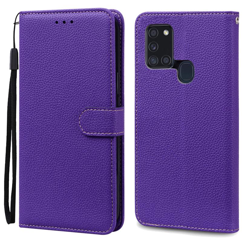 

Чехол A21S для Samsung Galaxy A21S Чехол-кошелек из кожи с откидной крышкой для Samsung A21S Чехол A 21s A217F Мягкая силиконовая накладка Fundas For Samsung A21S темно-фиолетового