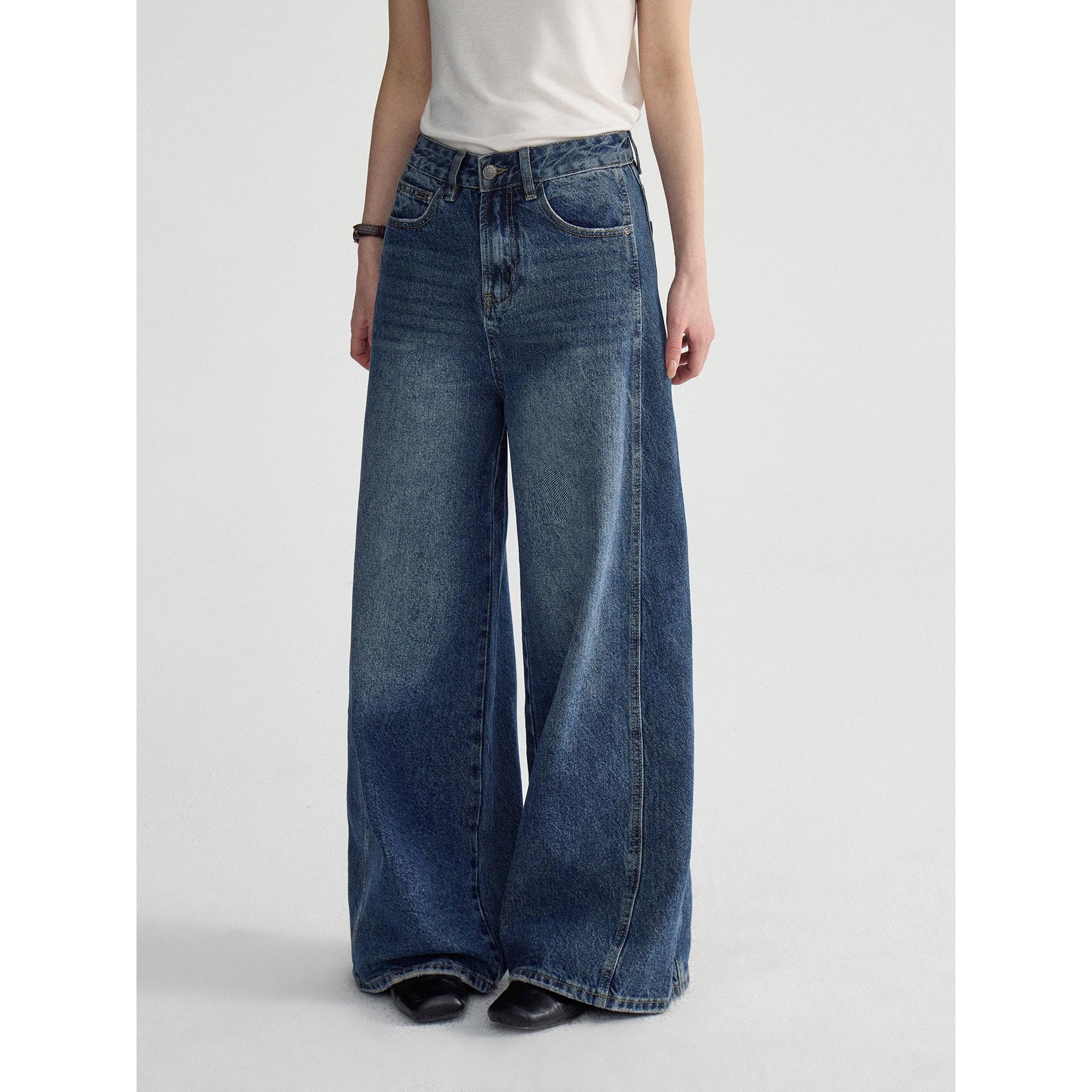

Retro High-Waisted Wide-Leg Banana Pants - Women s 2026 Spring Korean Style Commute Jeans R0119D Small (90-105) синий