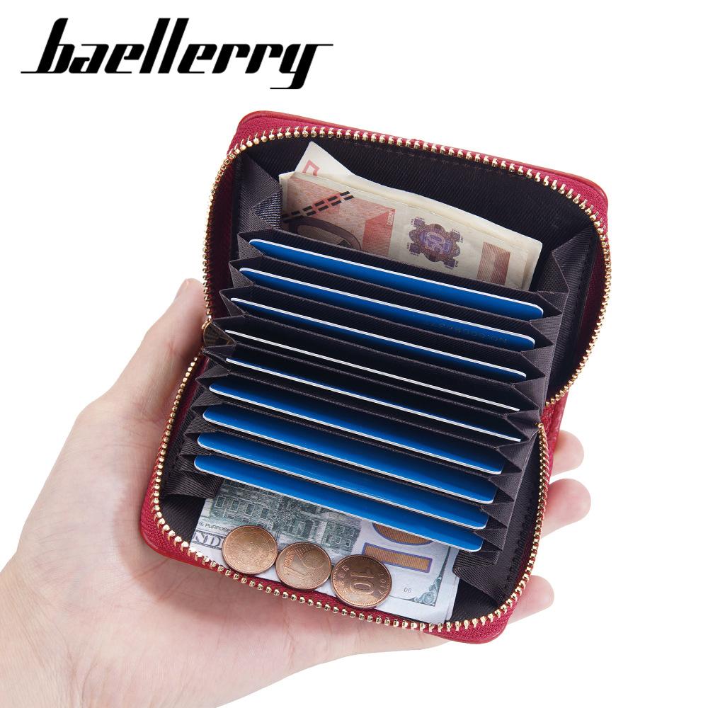 Baellerry Women's Short Purse Pu Leather Card Holder Multiple Card Slots Wallet Zipper Coin Purse Fashion Quilted Card Protector