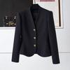 Elegant Women's V-neck Spring Blazer - French Acetate Design