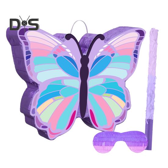 

Бабочка Пиньята Детская пиньята с веревочкой и палочкой, конфетти с завязанными глазами для девочек, интерактивные принадлежности для дня рождения, реквизит для фотосъемки, держатель для конфет фиолетовый