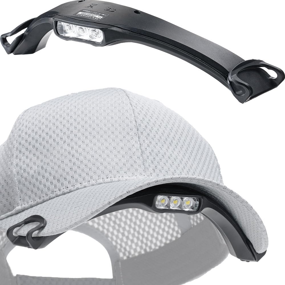 

LED Cap 3 Brightness 250 IPX4 for Outdoor Activities like Running and Walking E-Supply Light, USB-C Charging, Levels, Lumens, Waterproof, Clip-on,