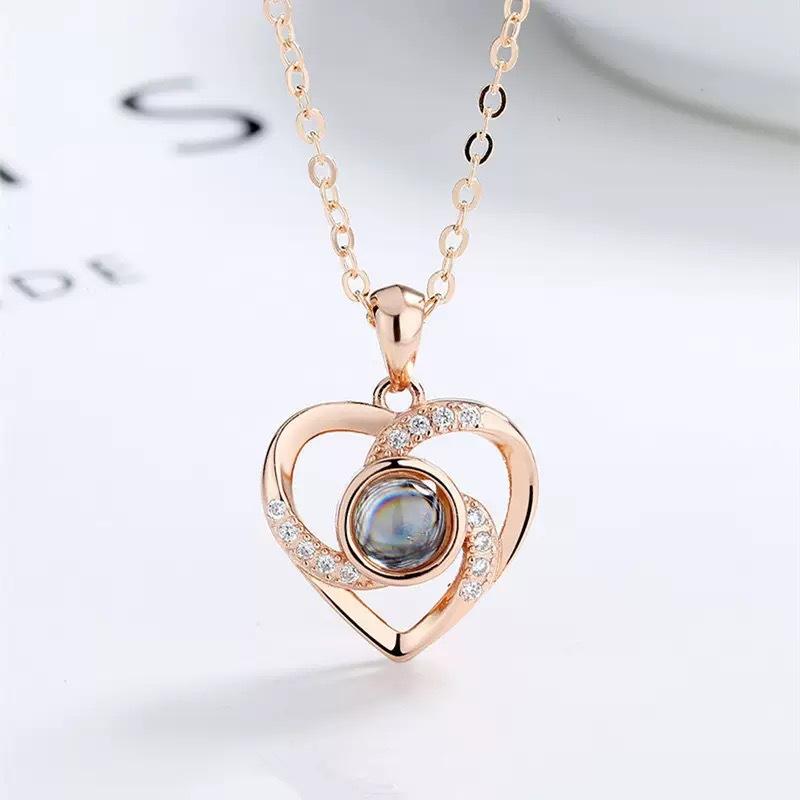 100 languages I love you projection necklace high sense fashion elegant collarbone chain