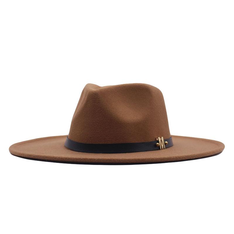Europe, America, Autumn and Winter New M Standard Big Eaves Peach Heart Concave Convex Top Fashion Flat Top Hat Women's Woolen Jazz Hat