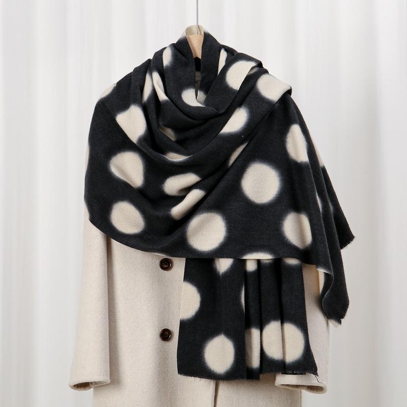 

Full moon 70 new autumn and winter skin-friendly and warm imitation cashmere printed scarf retro polka dot simple hundred 70*180cm