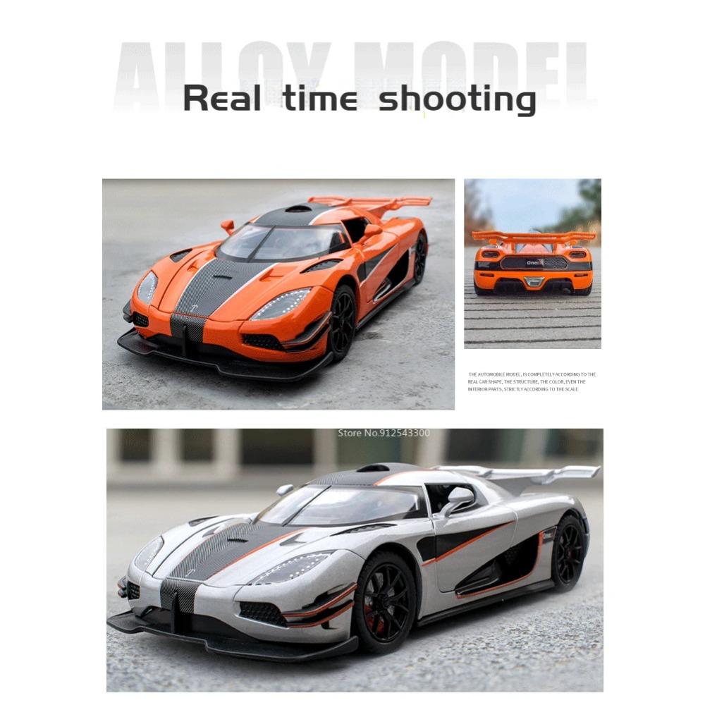 1/24 Koenigsegg One1 Alloy Model Samochodu Zabawka Diecast z Dźwiękiem i Światłem Pull Back Symulacja Skala Model Samochodu Zabawka dla Chłopca Prezent Urodzinowy