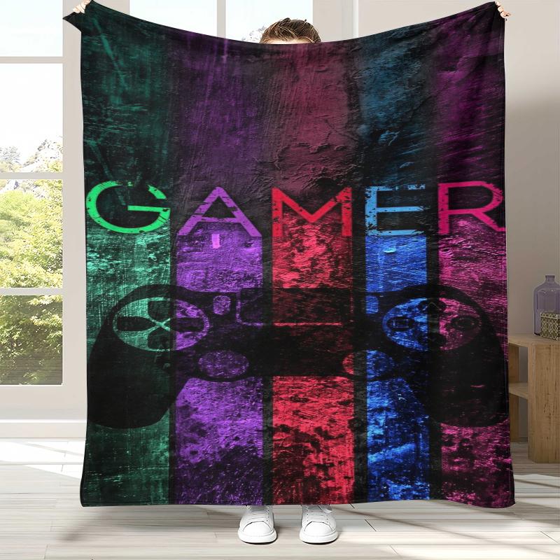 Cartoon Game Gamer Zone Controller Logo Flannel Blanket,Ultra Soft Warm Plush Throw for Home Bedroom Bed Sofa Cover Picnic gift