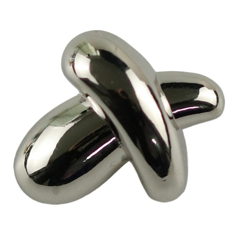 Xiaoxiang Simple Wind X-Shaped Metal Button Suit Wool Clothes Decorative Button Double-Sided Nylon Fur Coat Button