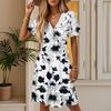 Women's Horn Sleeve Short Sleeve Casual Dress Plant Floral Print V-Neck Dress
