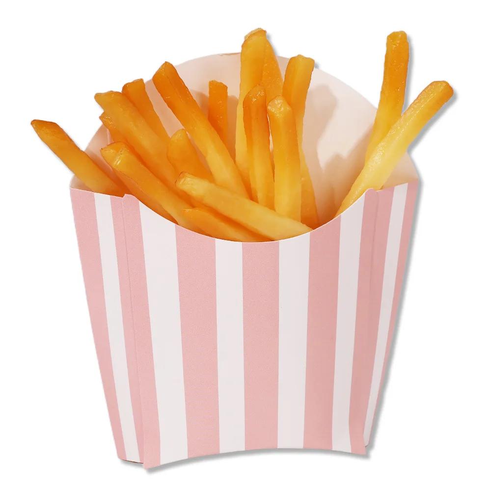 50pcs Striped Disposable Party Tableware Popcorn and French Fry Box Carnival Home Cinema Use Snack Container Food Grade Foldable