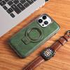 Magnetic Leather Phone Case With Kickstand IPhone 18 Pro Max 17 16 14 Anti-Shock PU Cover Electroplated Business Style