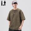 Izzue It Men's Heavyweight Pure Cotton Embroidered Drop-Shoulder T-Shirt