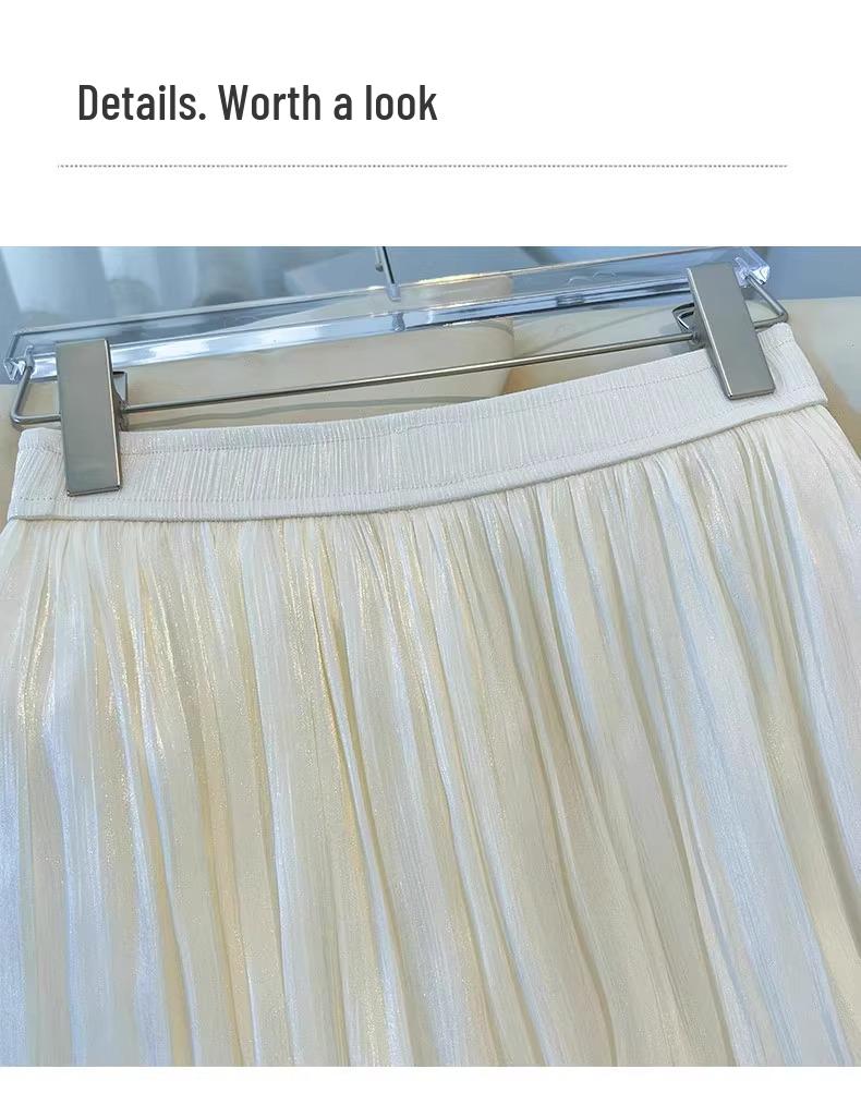 Iridescent Gauze Wide-Leg Skirt Pants for Women - 2025 Summer Fashion, Slimming, Drapey, and Versatile Casual Wear
