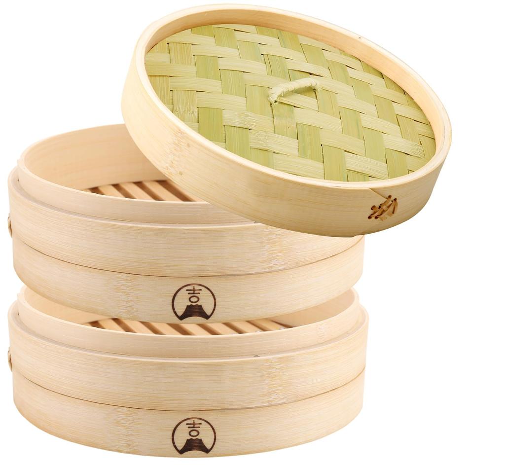 Yoshifuji Kogei Bamboo Steamer for Chinese Includes 20 Bamboo Steamer Sheets with Steamer, 2-Tier Set, Food, (21cm, 2-Tier Lid)