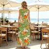 Floral Sleeveless A-Line Maxi Dress,Flowy Lightweight Beach Vacation Dress,Elegant Casual Daily Wear for Women