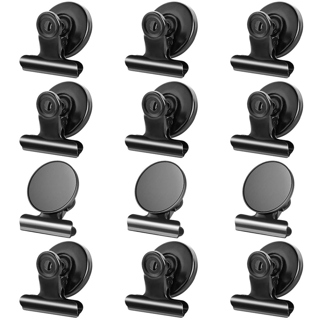 12-Pack Colorful Magnetic Clips with Anti-Scratch Sticky Pads, Refrigerator and Whiteboard Magnets for Home, Kitchen and Office