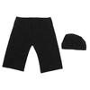 Men Swim Shorts and Cap Waterproof Adjustable Waist Strap Quick Drying Swimming Pants Black