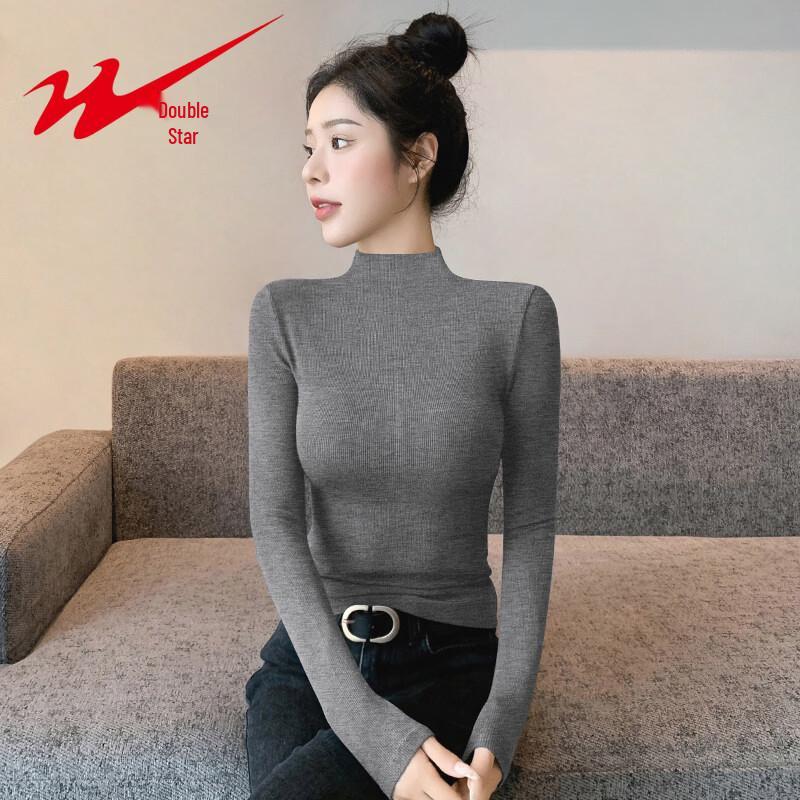 

Women s Semi-High Collar Slim Knit Base Layer Top 2XL