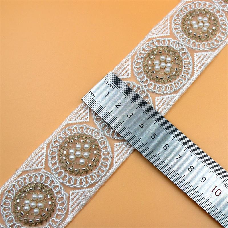 

1 ярд 4,5 см в ширину органза вышитая кружевная лента свадебное платье жемчужные бусины кружевная отделка материалы, DIY аксессуары для одежды length 1Yard