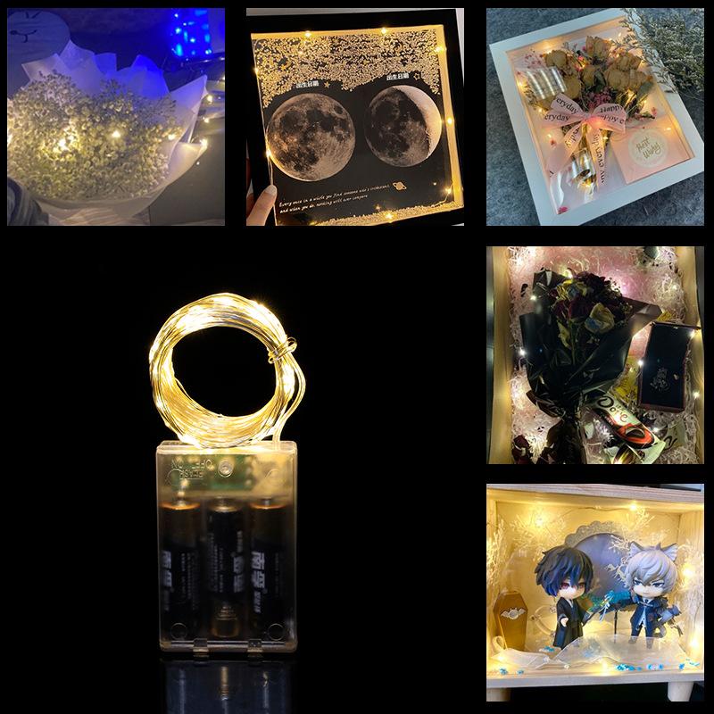 LED Strip Lights Small Colored Lights Wave Ball Battery Box Copper Wire Light String Christmas Bouquet Decorative Light String