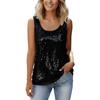 Women's Sequin Tank Top - Loose Fit Neck Summer T-Shirt