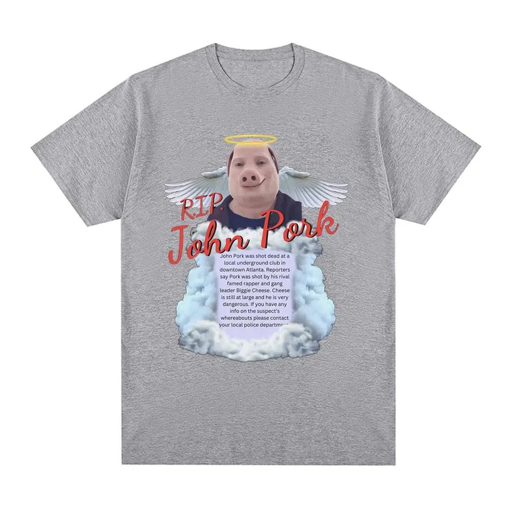 R.I.P John Pork Funny Humor Pig Meme T Shirt Men Women Fashion Vintage T-shirts Summer Comfort Short Sleeve T Shirts
