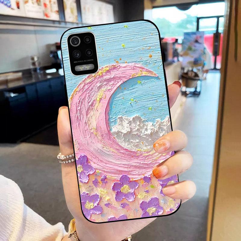 Soft TPU Phone Case For LG K52 K62 Q52 Black Silicone Back Cover For LGK52 LGQ52 LGK62 Fashion Flower Shell Fundas Bumper