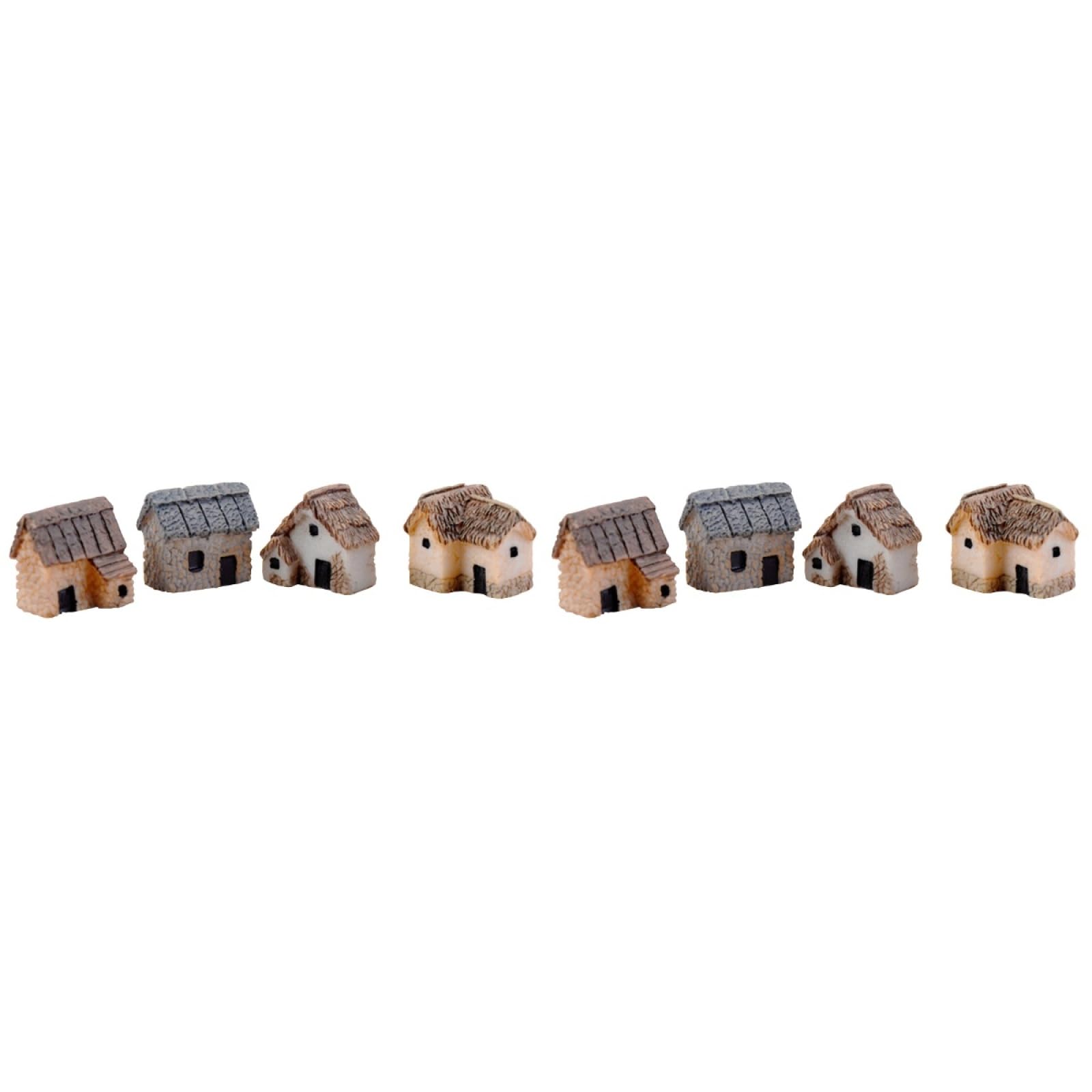 

VANZACK Миниатюрные домики, Набор из 8 шт., 0,79x1,18x0,79 дюйма, Резиновые соломенные хижины, Модели микро-деревни для ландшафта, DIY террариумы, Декор для стола, бонсай