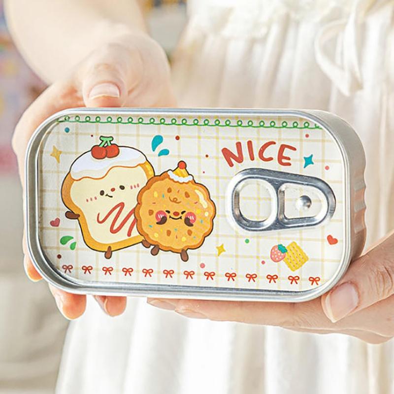 1/4Pcs Sardine Can Shaped Storage Tin Box Portable Metal Material Sealed Jar With Lid For Storing Small Items Household Goods