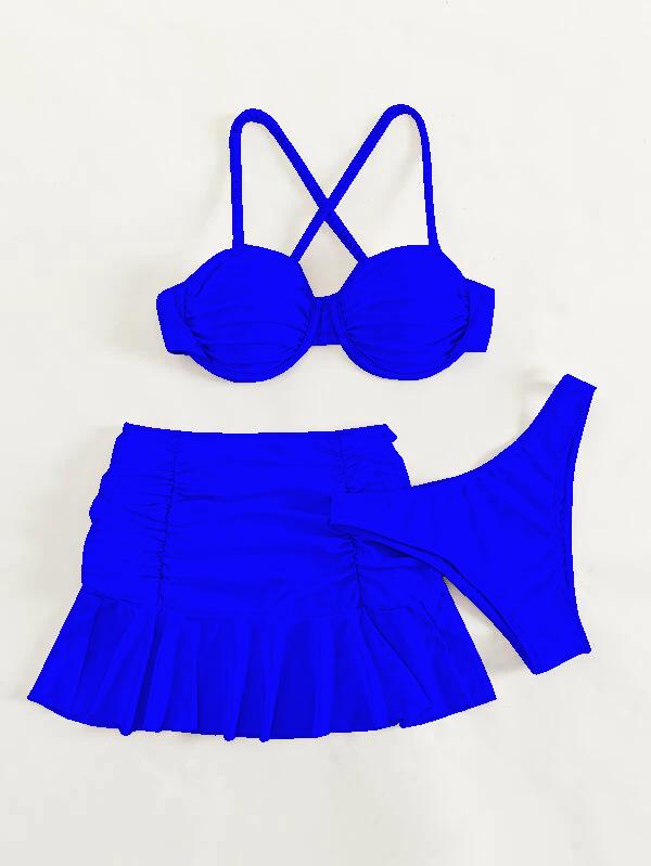 

Європейський та американський новий стиль 2024 року Жіночий купальник-сукня бікіні з трьох частин M