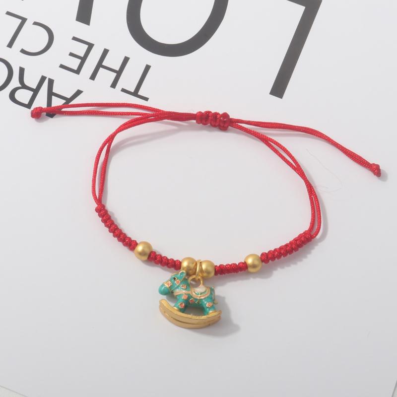 2026 Horse Year Lucky Red Rope Bracelet Chinese Style Zodiac Horse Braided Bracelet Women Fashion Jewelry