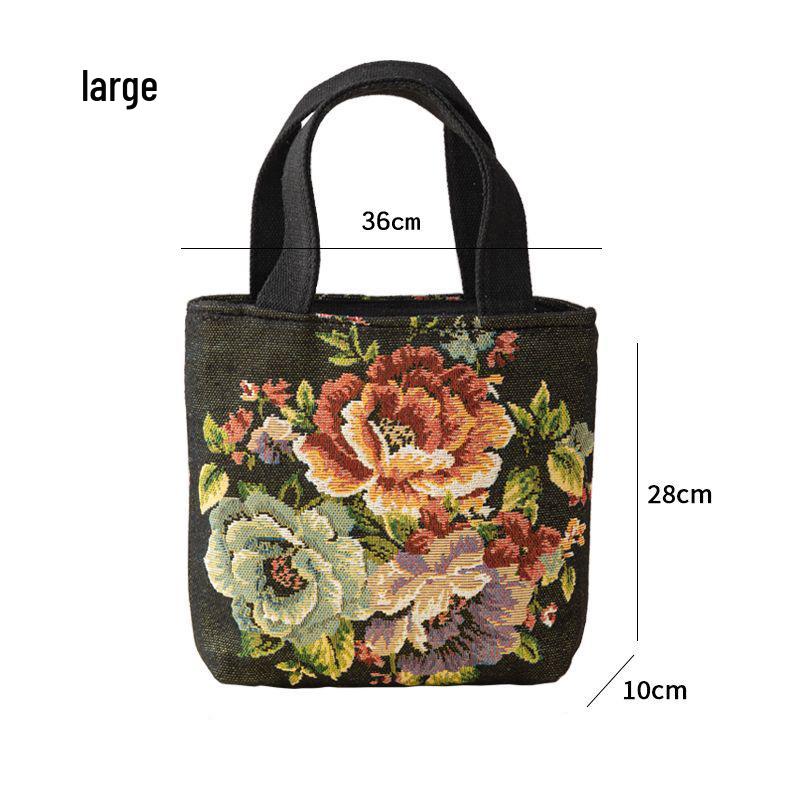 

Холщовая сумка-тоут в этническом стиле с жаккардовой вышивкой для женщин - Повседневная, маленькая, на молнии Small (15*7*18cm)