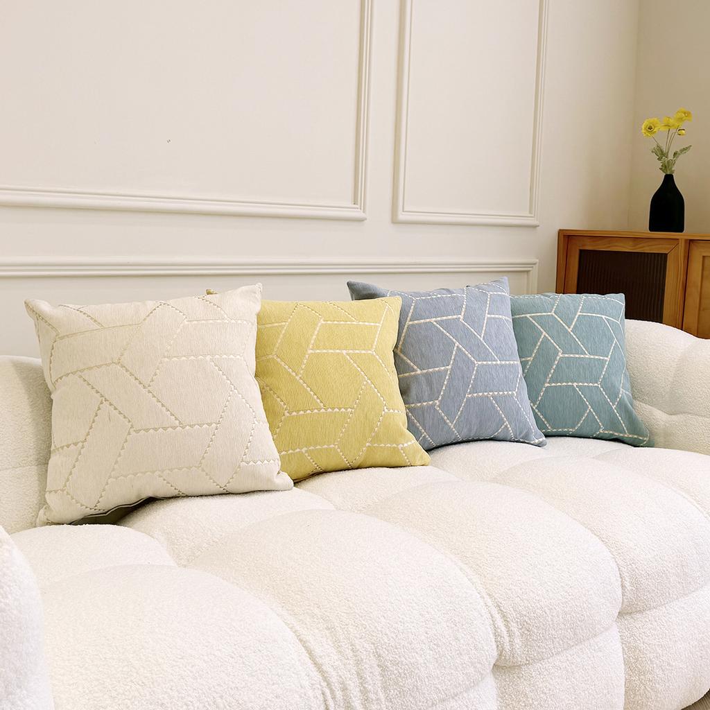 New Simple Pillows Morandi Color Geometric Jacquard Chenille Pillow Case Sofa Living Room Backrest