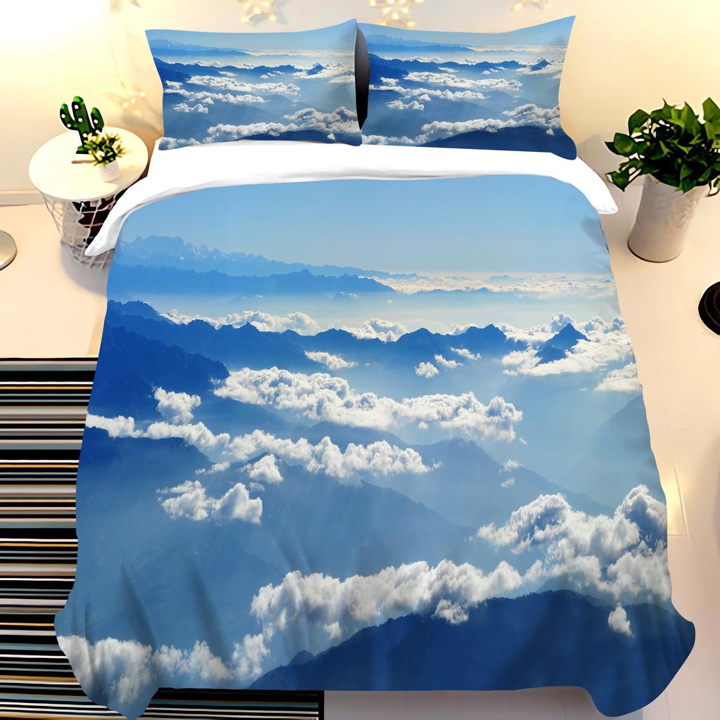 Sky white clouds scenery Quilt Cover Children Bed Linen Set Decor Comfortable Sets Breathable Bedding for Teenager