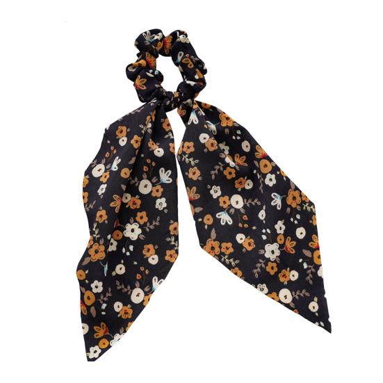 Women Hair Band Floral Printing High Elasticity Long Ribbon Hair Tie Ponytail Bun Half-Tied Hairstyles Chiffon Fabric Hair Accessory