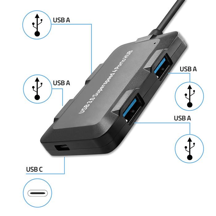 Qoltec Hub Adapter USB-C 3.1 5w1 | 4x USB 3.0 | Micro USB