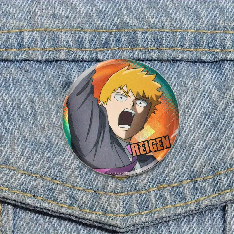 32/44/58mm Japanese Anime Mob Psycho 100 Badges On Backpack Accessories Lapel Pins Cartoon Brooches for Clothes Bag Decor Fans Gifts
