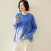 Women's Starry Sky Color Block Cashmere Sweater - Round Neck, Loose Fit, Autumn/Winter Style