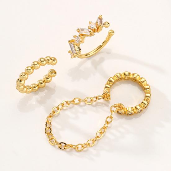 Yousheng 3Pcs Ear Cuffs for Women, Thin Chain Hanging Ear Bone Clips, Non-Pierced Ear Cuffs with Cubic Zirconia for Commuting Dating Party Travel
