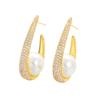Ear Jewelry Brass Plated Real Gold Zircon Pearl Earrings Earrings