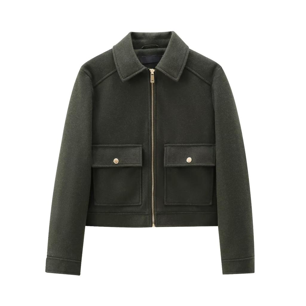 Women's Zipper Jacket Coat New Winter Long Sleeve Pocket Outerwear Coat Short Street Elegant Women's Jacket