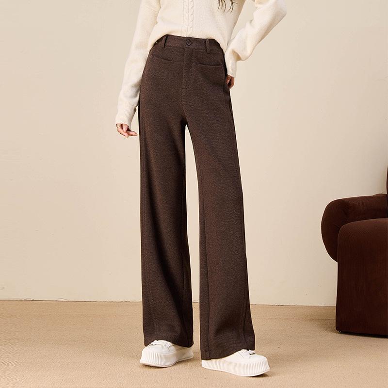 Winter thick drape high-waisted straight-leg pants that conceal flesh and slim casual pants, loose women's pants that are versatile